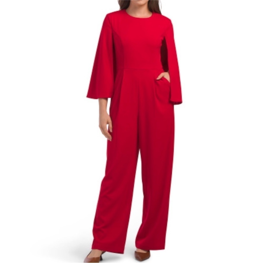 CALVIN KLEIN Red Capelet Jumpsuit size 14